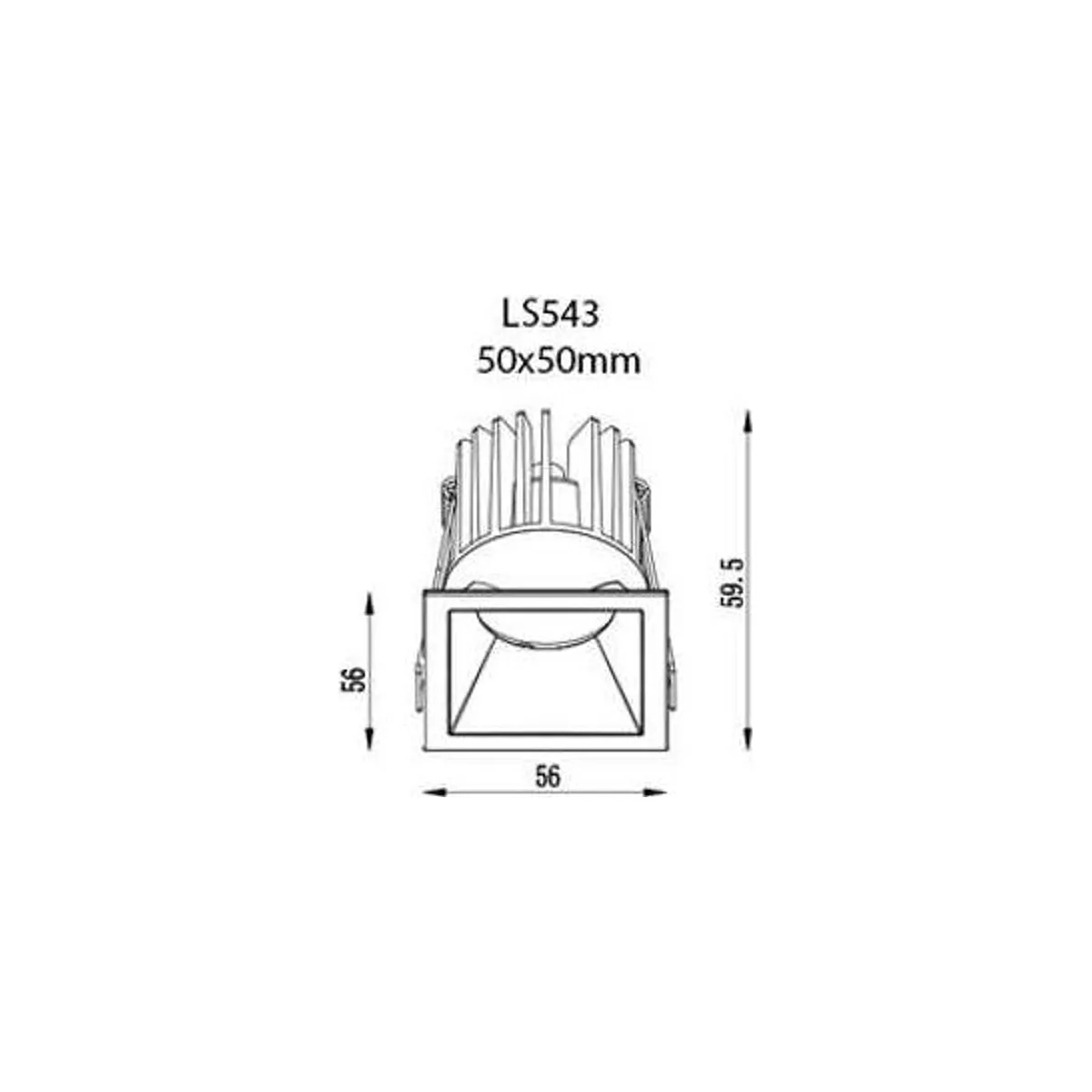 LS543 S Siyah Kare Sabit LED Spot (3000K) - Görsel 2